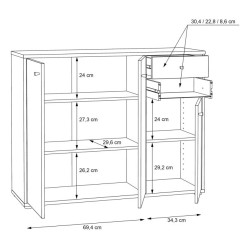 Komoda trzydrzwiowa z szufladami Archbox T2KK40 piaskowy