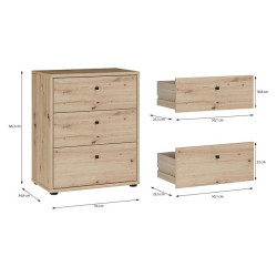 Mała komoda z szufladami Archbox T2KK112 | kolor dąb artisan