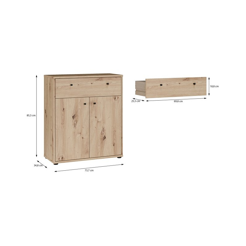 Komoda z szufladą Archbox T2KK221 dąb artisan