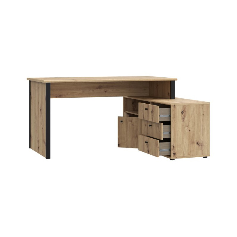 Biurko z komodą Archbox T2KB231L dąb artisan/czarny