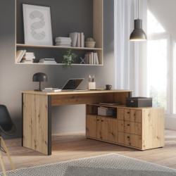 Biurko z komodą Archbox T2KB231L dąb artisan/czarny