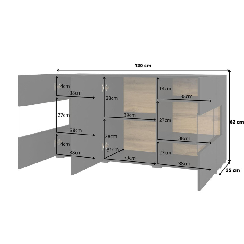 Komoda 3D AVA Typ 25 Czarny Onyx/Dąb Wotan Helvetia Wieruszów