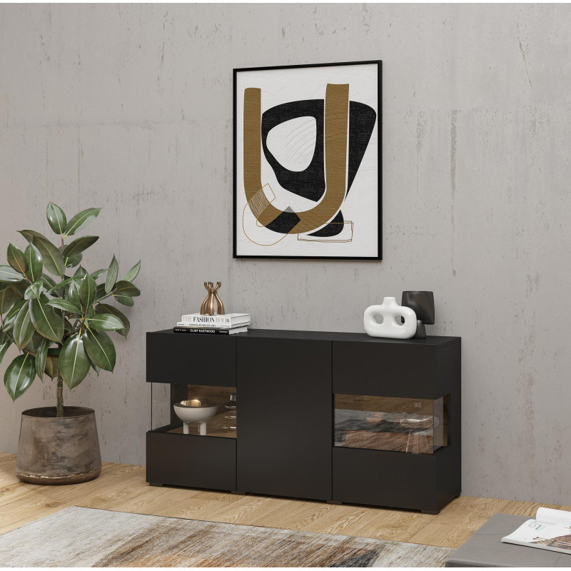 Komoda 3D AVA Typ 25 Czarny Onyx/Dąb Wotan Helvetia Wieruszów