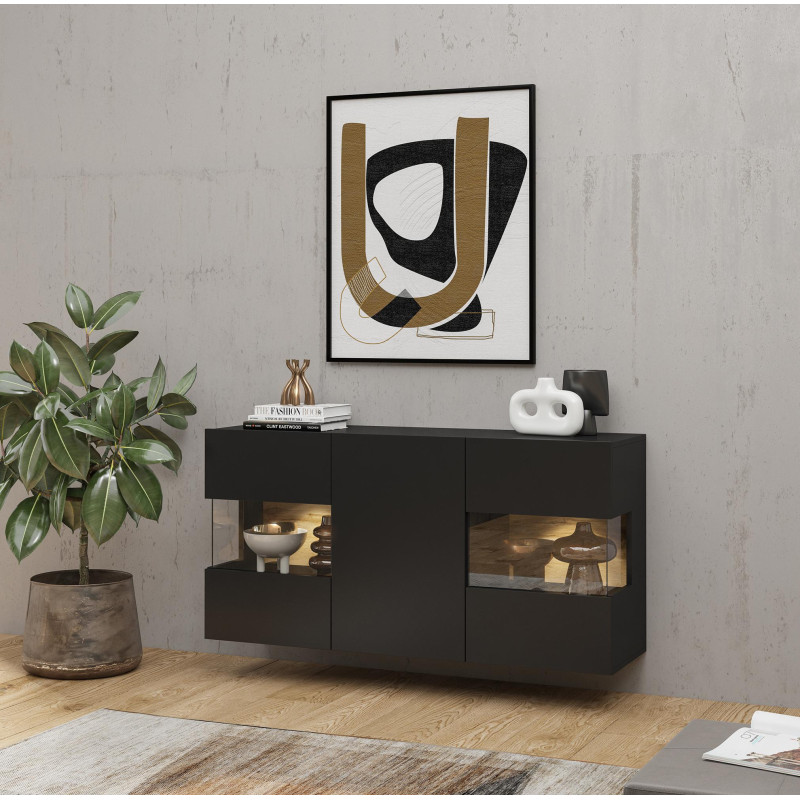 Komoda 3D AVA Typ 25 Czarny Onyx/Dąb Wotan Helvetia Wieruszów