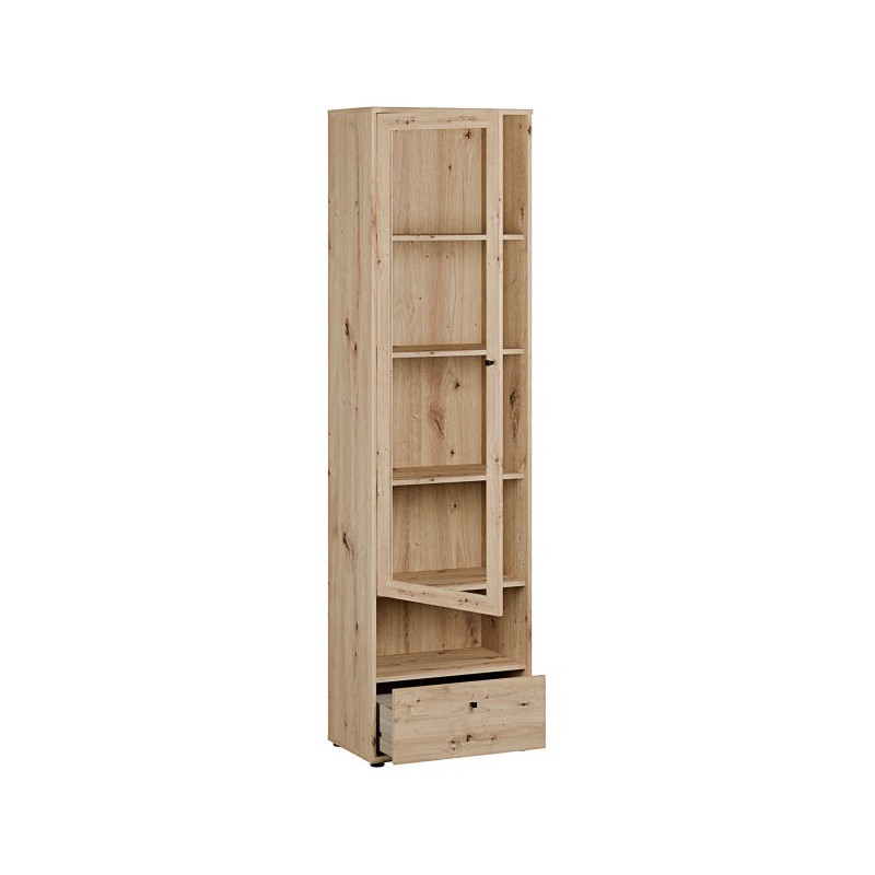Wąska witryna z szufladą Archbox T2KV811 dąb artisan