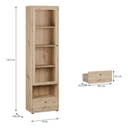 Wąska witryna z szufladą Archbox T2KV811 dąb artisan