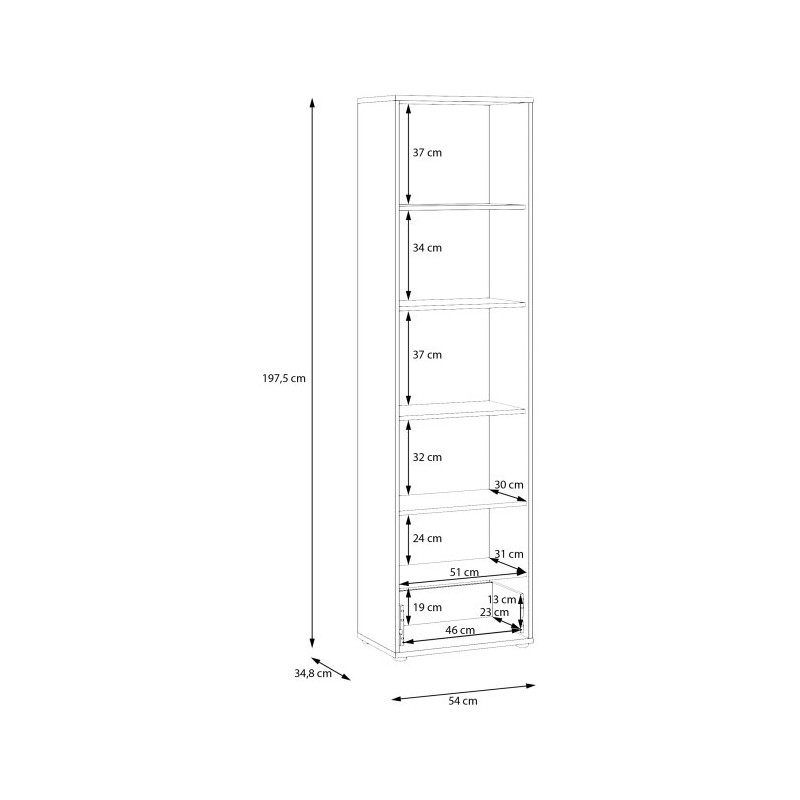 Wąska witryna z szufladą Archbox T2KV811 dąb artisan