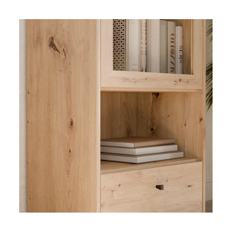Wąska witryna z szufladą Archbox T2KV811 dąb artisan