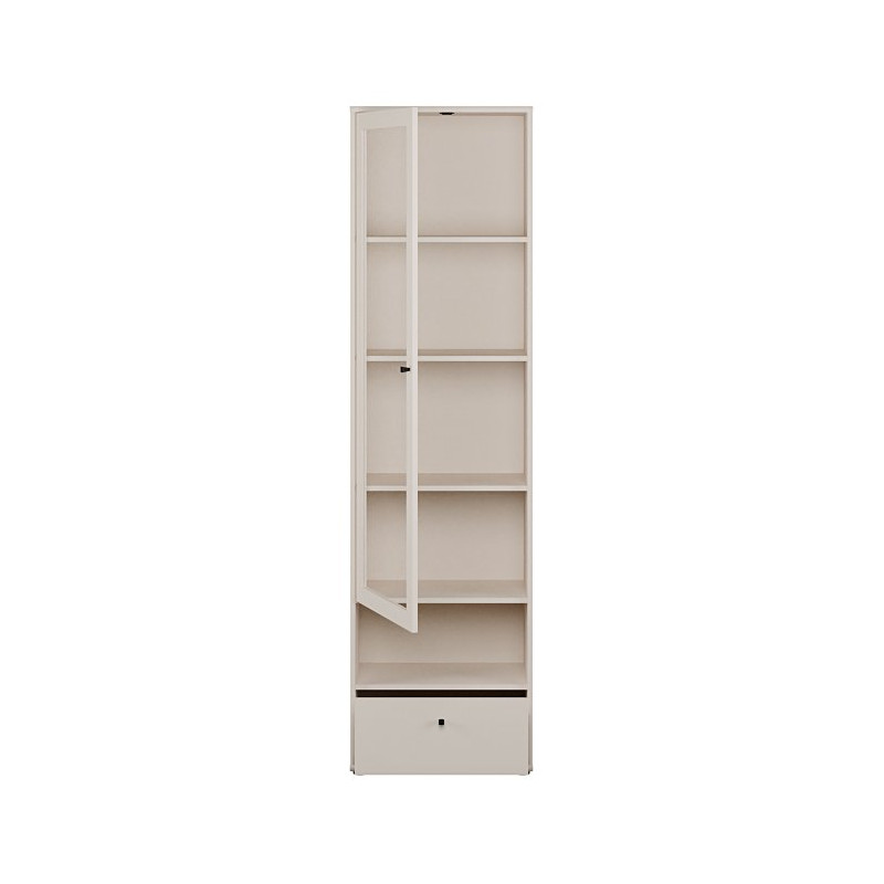 Wąska witryna z szufladą Archbox T2KV811 piaskowy