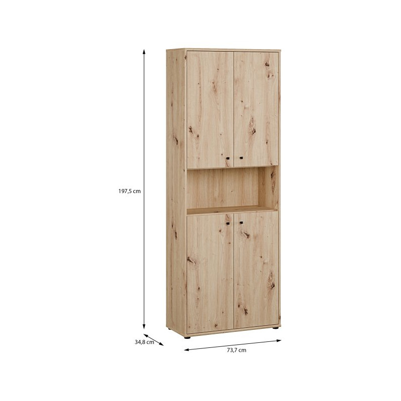 Regał z szafkami Archbox T2KR821 dąb artisan