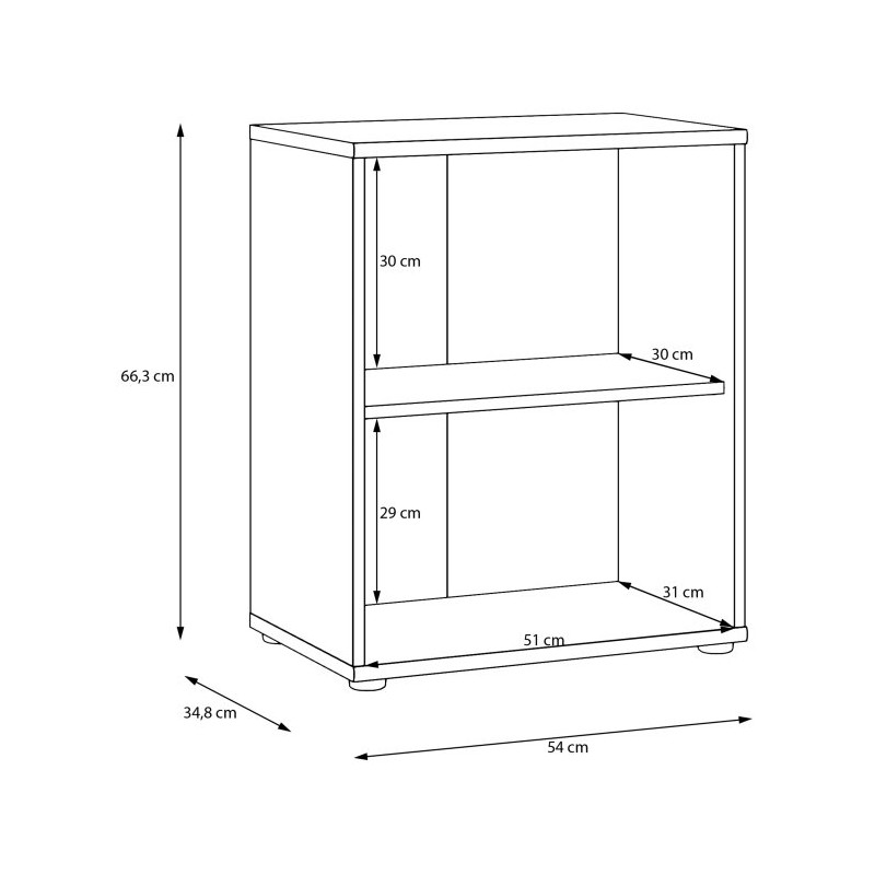 Niska komoda z półkami Archbox T2KK111 dąb artisan