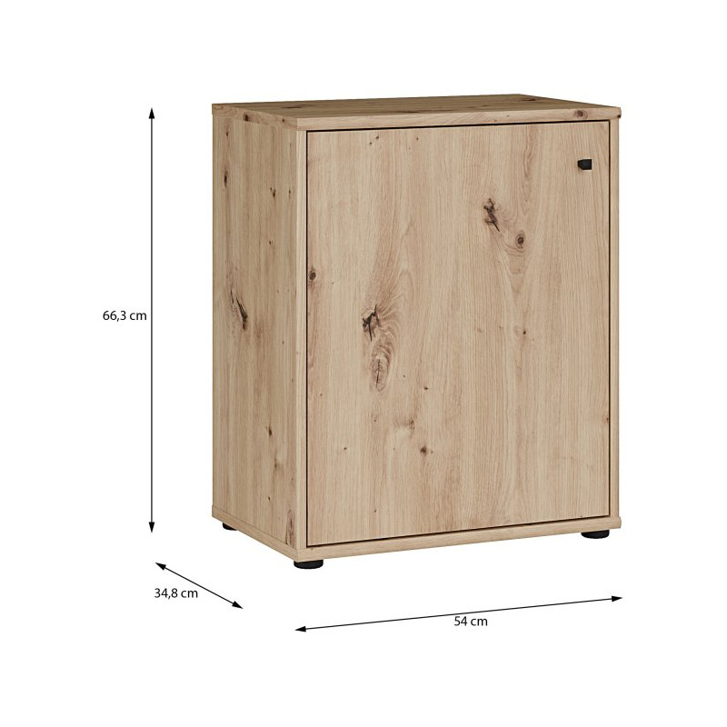 Niska komoda z półkami Archbox T2KK111 dąb artisan