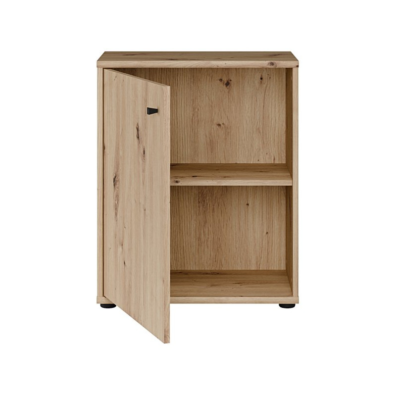 Niska komoda z półkami Archbox T2KK111 dąb artisan