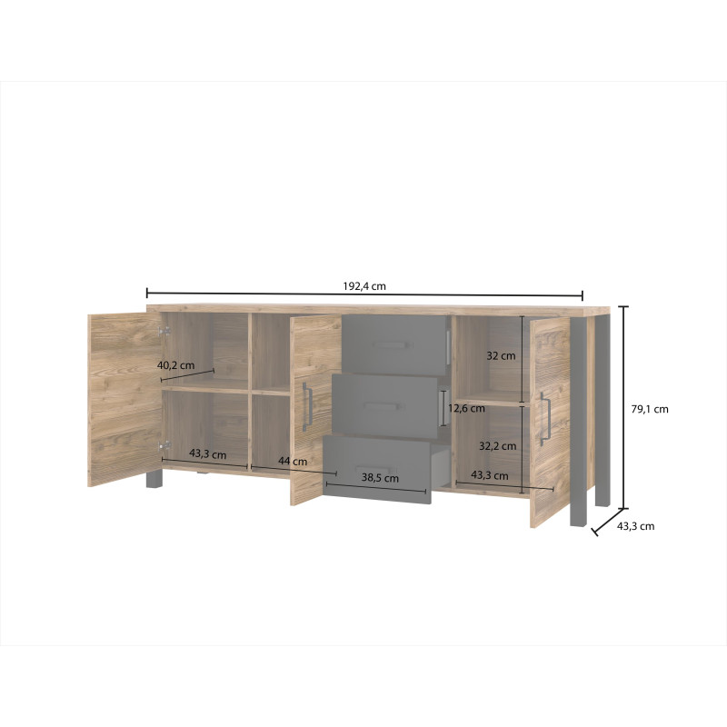 Komoda Olin 192 cm Appenzeller Fichte | Domowanie.pl