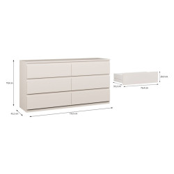 Komoda z szufladami 150 cm Lisson LSQK223M piaskowy