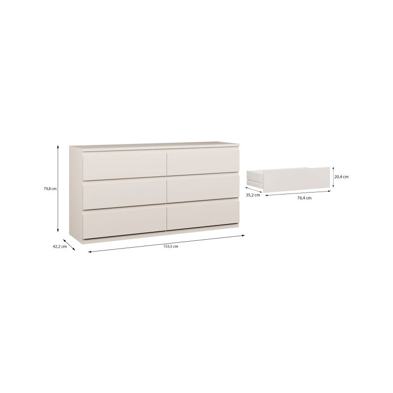 Komoda z szufladami 150 cm Lisson LSQK223M piaskowy