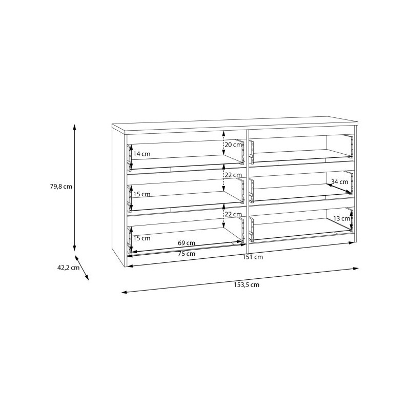 Komoda z szufladami 150 cm Lisson LSQK223M piaskowy