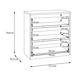 Niska komoda z szufladami Lisson LSQK211M piaskowy