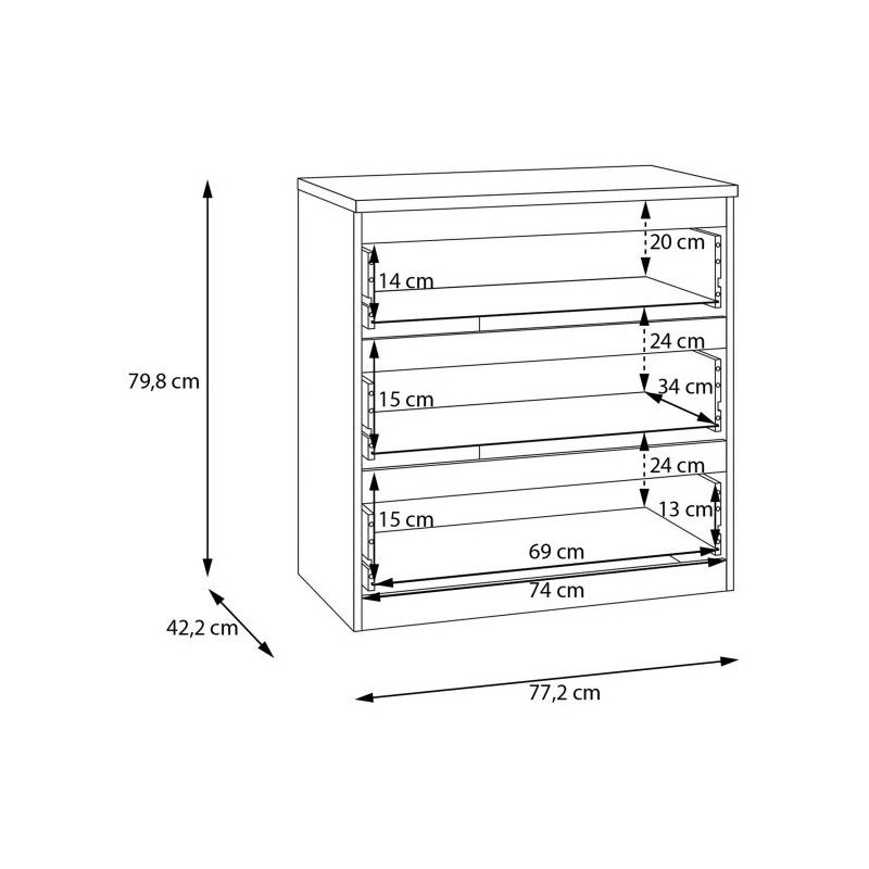 Niska komoda z szufladami Lisson LSQK211M piaskowy