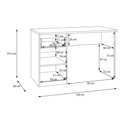 Biurko 120x75 cm Lisson LSQB211LM piaskowy