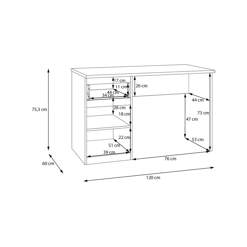 Biurko 120x75 cm Lisson LSQB211LM piaskowy