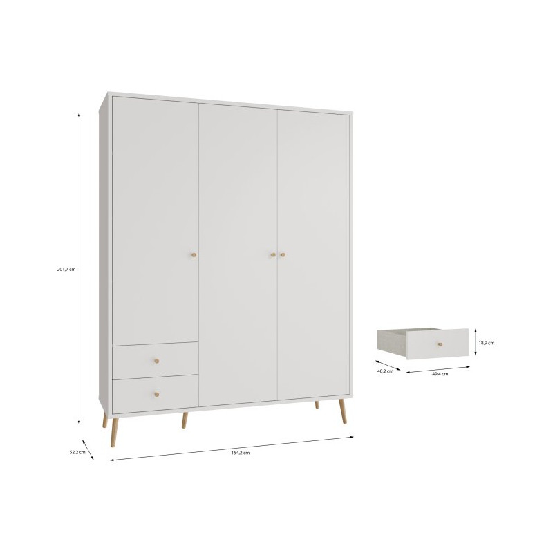 Szafa do sypialni 150 cm Harllson HLTS731LEC biały