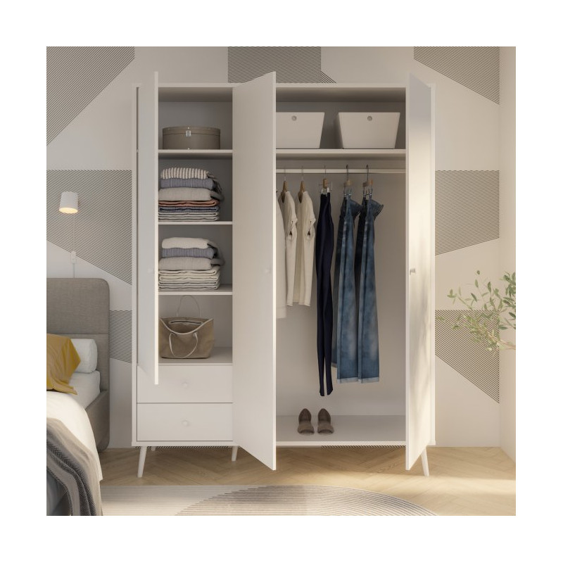 Szafa ubraniowa na nóżkach 150 cm Harllson HLTS731LEC biały
