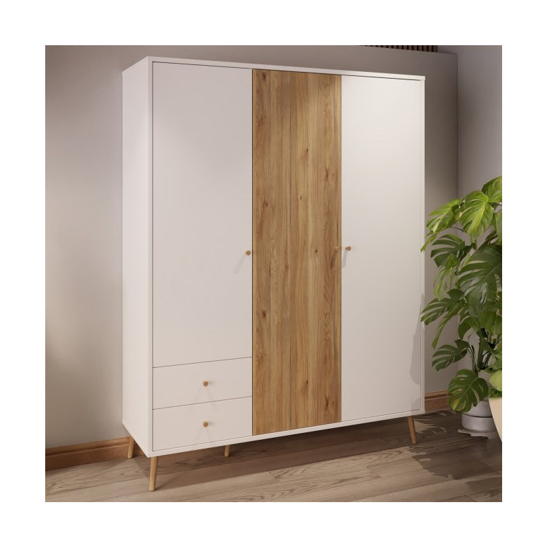 Szafa ubraniowa 150 cm Harllson HLTS731LEC biały/dąb mauvella