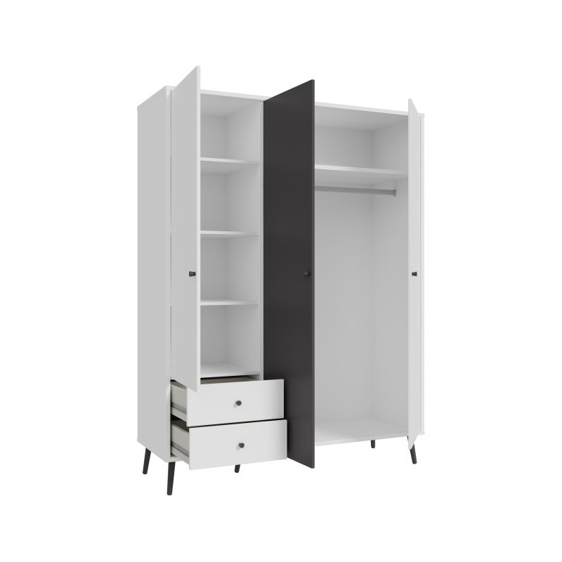 Szafa ubraniowa 150 cm Harllson HLTS731LEC biały/uni wolfram szary