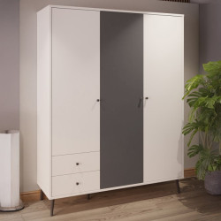 Szafa ubraniowa 150 cm Harllson HLTS731LEC biały/uni wolfram szary