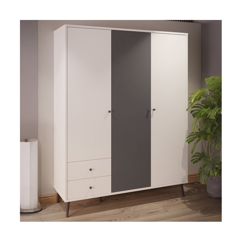 Szafa ubraniowa 150 cm Harllson HLTS731LEC biały/uni wolfram szary