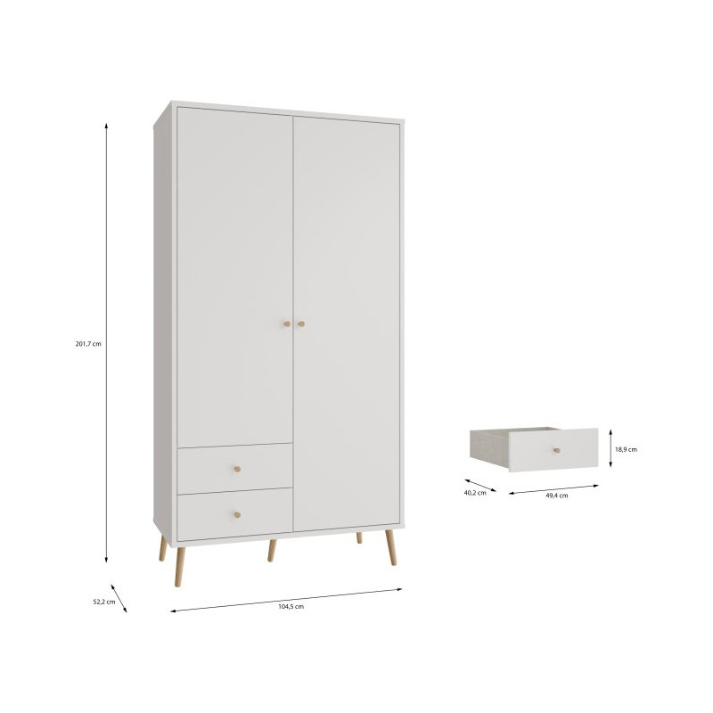 Szafa do sypialni 100 cm Harllson HLTS721LEC biały