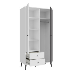 Szafa do sypialni 100 cm Harllson HLTS721LEC biały/uni wolfram szary