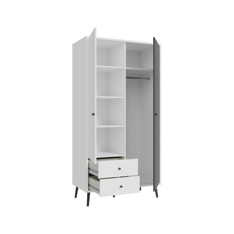 Szafa do sypialni 100 cm Harllson HLTS721LEC biały/uni wolfram szary