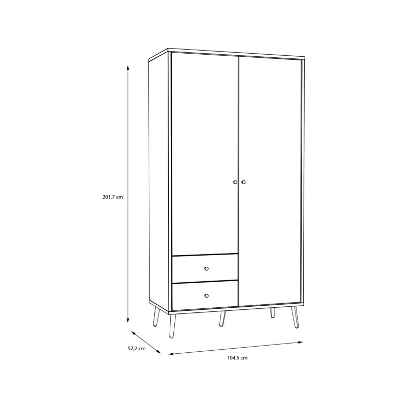 Szafa do sypialni 100 cm Harllson HLTS721LEC biały/uni wolfram szary