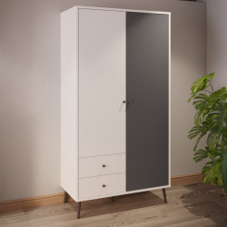 Szafa do sypialni 100 cm Harllson HLTS721LEC biały/uni wolfram szary