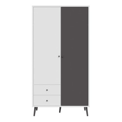 Szafa do sypialni 100 cm Harllson HLTS721LEC biały/uni wolfram szary