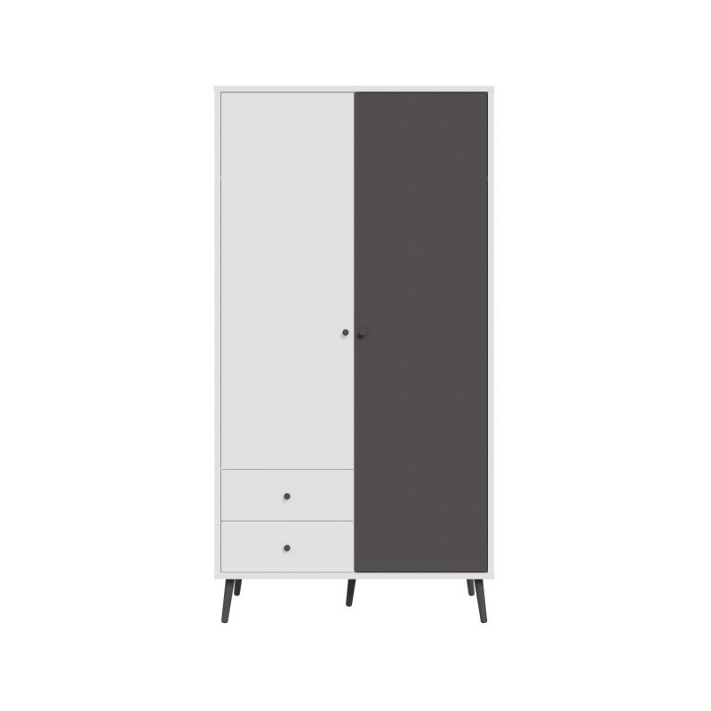 Szafa do sypialni 100 cm Harllson HLTS721LEC biały/uni wolfram szary