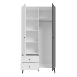 Szafa do sypialni 100 cm Harllson HLTS721LEC biały/uni wolfram szary