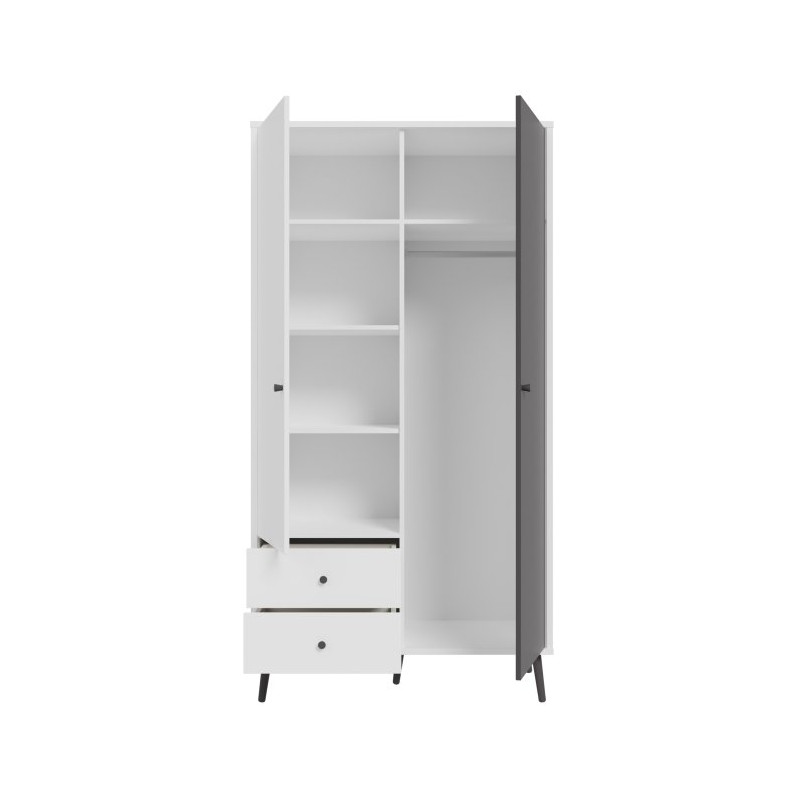 Szafa do sypialni 100 cm Harllson HLTS721LEC biały/uni wolfram szary