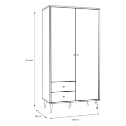 Szafa do sypialni 100 cm Harllson HLTS721LEC biały/dąb mauvella