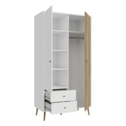 Szafa do sypialni 100 cm Harllson HLTS721LEC biały/dąb mauvella