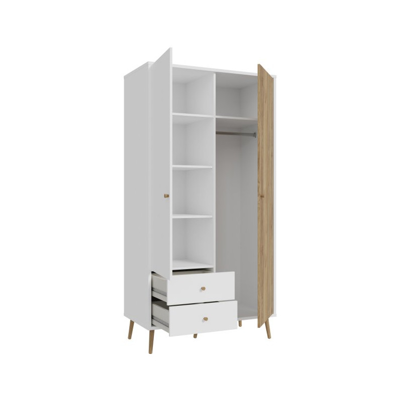 Szafa do sypialni 100 cm Harllson HLTS721LEC biały/dąb mauvella