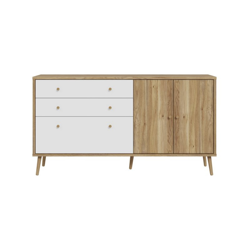 Komoda na nóżkach 160 cm Harllson | dąb mauvella/biały