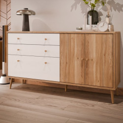 Komoda na nóżkach 160 cm Harllson | dąb mauvella/biały