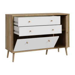 Komoda z szufladami 120 cm Harllson HLTK221REC dąb mauvella/biały