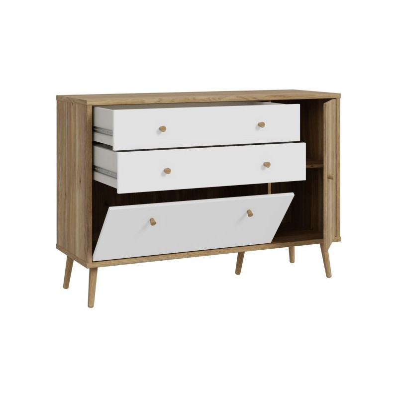 Komoda z szufladami 120 cm Harllson HLTK221REC dąb mauvella/biały