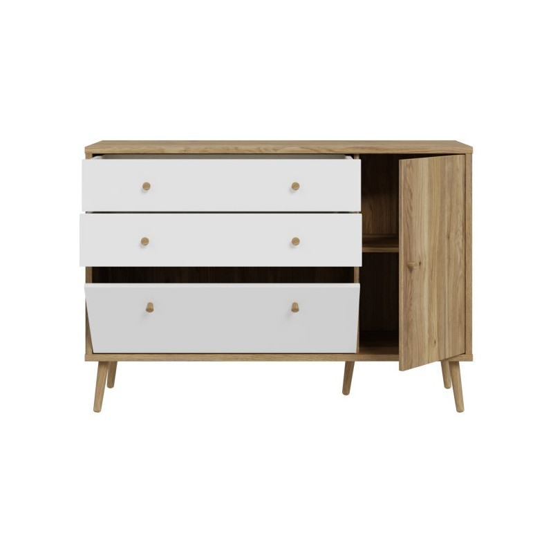 Komoda z szufladami 120 cm Harllson HLTK221REC dąb mauvella/biały