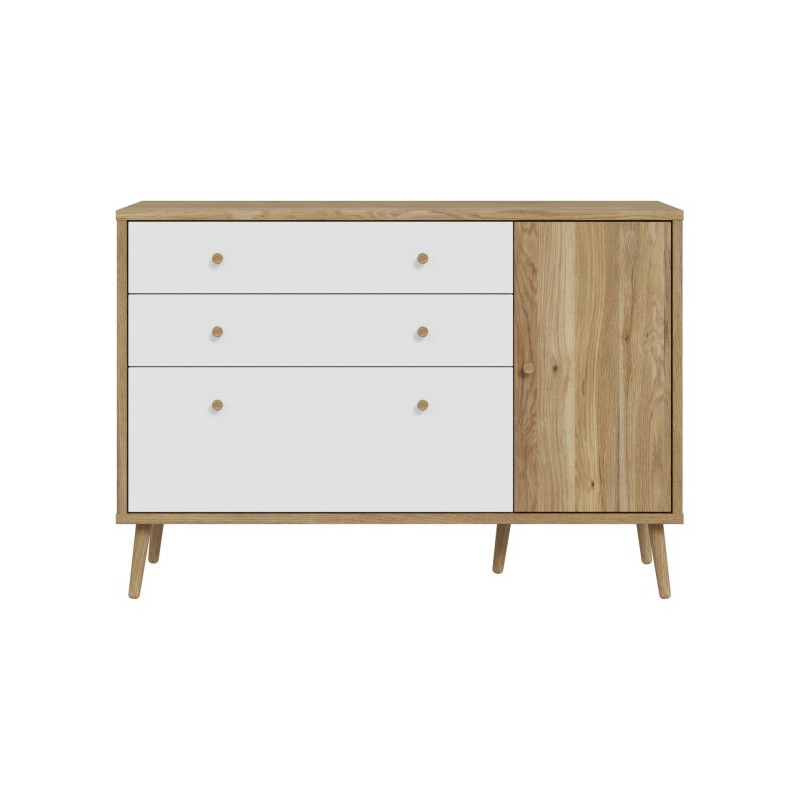 Komoda z szufladami 120 cm Harllson HLTK221REC dąb mauvella/biały