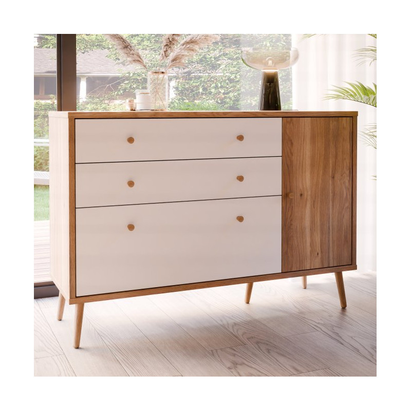 Komoda z szufladami 120 cm Harllson HLTK221REC dąb mauvella/biały